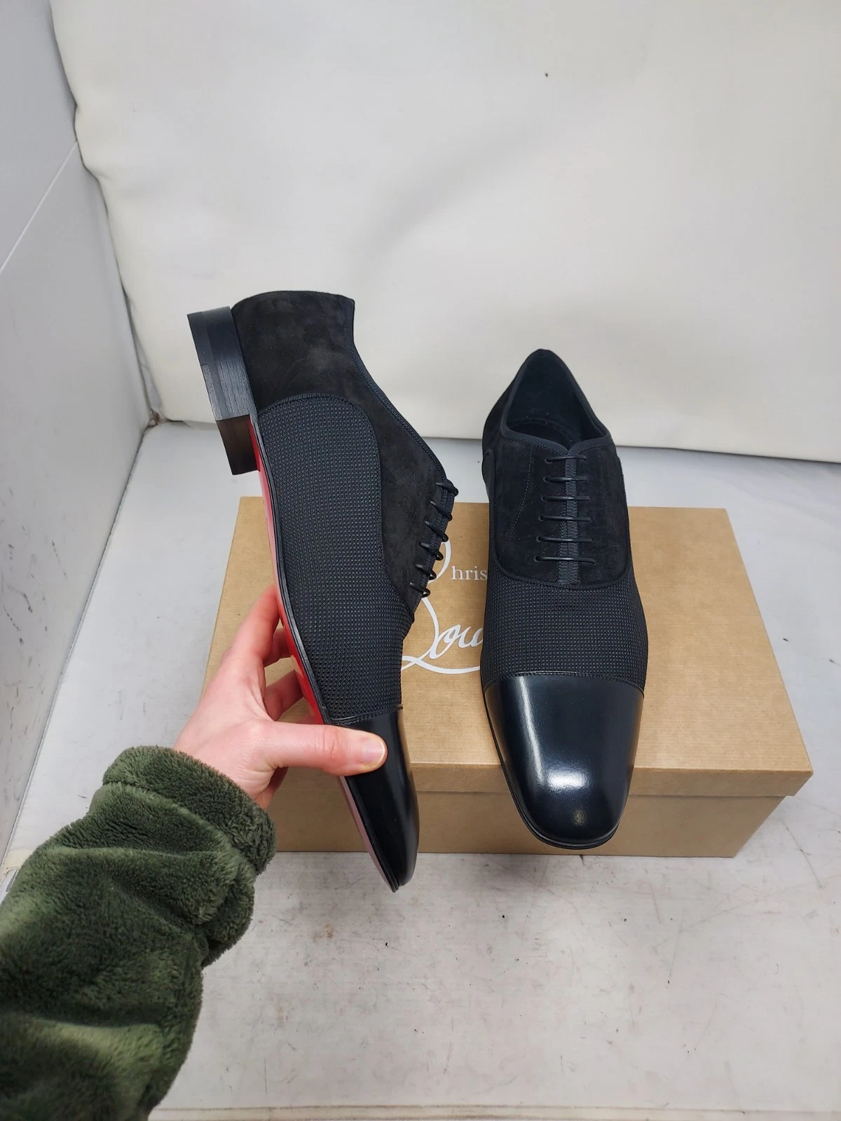 Christian Louboutin — Christian Louboutin EU 46.5 US 13.5 MENS NEW Greggo Black Cap Toe Oxford Shoe