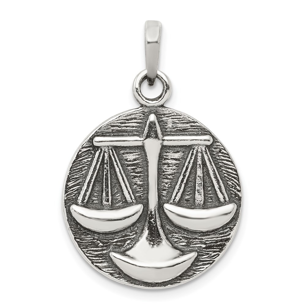 Sterling Silver Polished Finish Libra Horoscope Zodiac Pendant 3.96gm