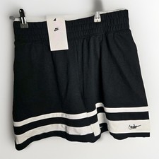 NWT Nike Girls' Sportswear Novelty Capsule Shorts Black White Stripes Kids XL