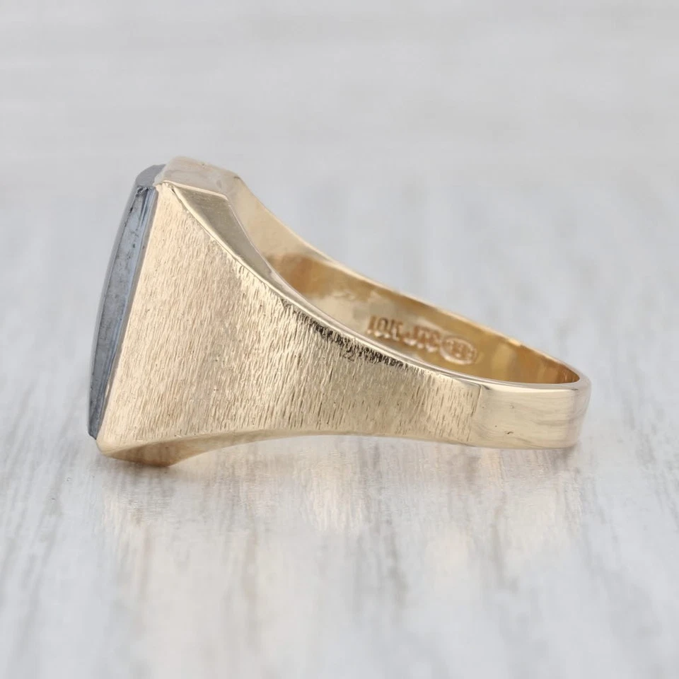Anillo Hematita Grabable Vintage Oro Amarillo 10k Talla 13 Sello Hombre Foto 3 de 4
