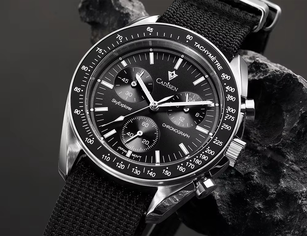 Montre chronographe Cadisen C7064 homme quartz VK68 avec cadran saphir 40mm