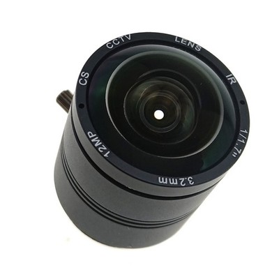 3.2mm 12MP Lens Wide Angle CS Mount Manual Focus 1/1.7 inch F2.0 for HD Camera