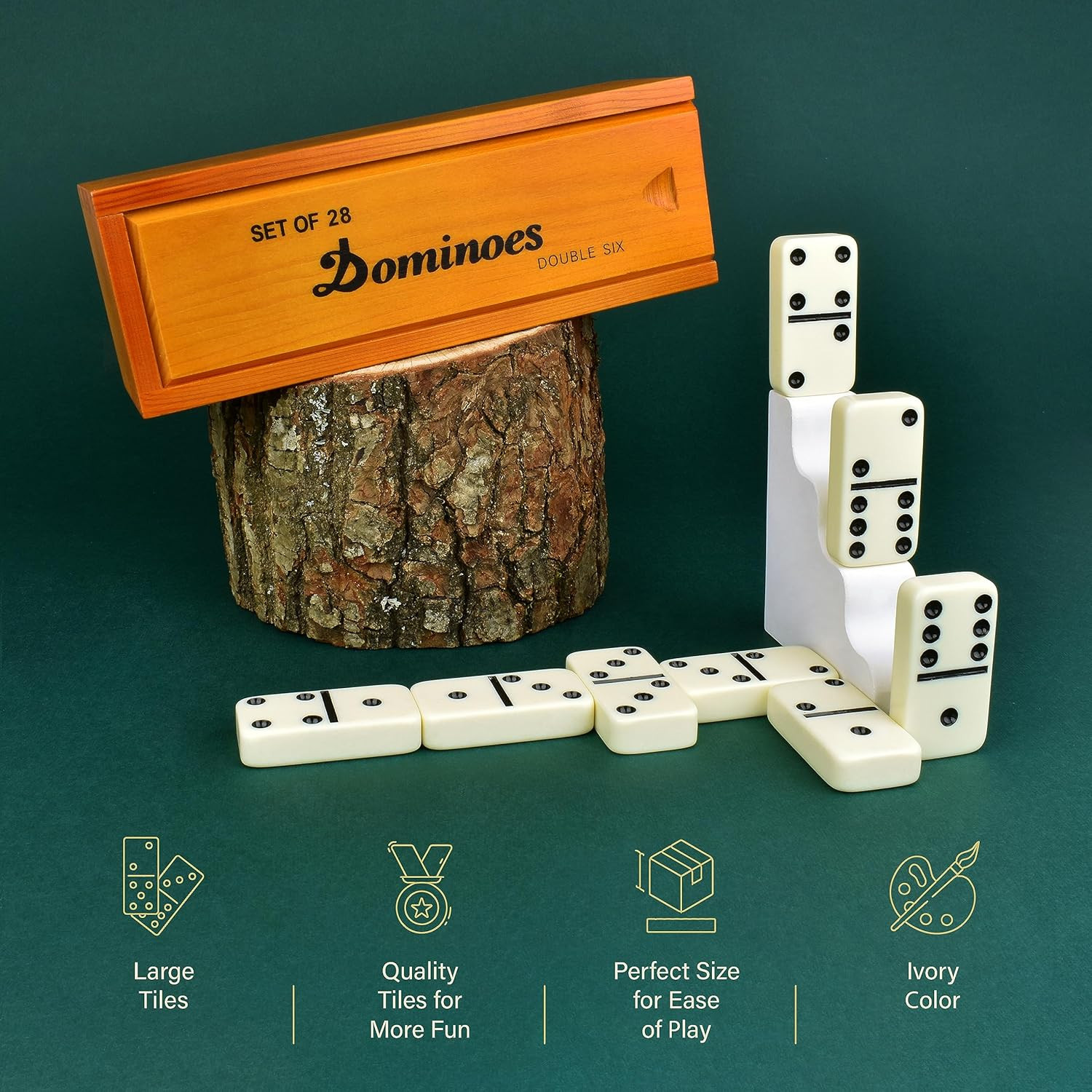 Jumbo Dominoes Set for Adults and Kids – Domino Set for Classic Board Games – Ju