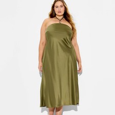 Wild Fable Women's Satin Halter Maxi Dress Sleeveless