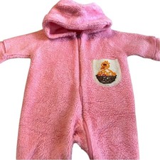 Sesame Street Vintage Pink Big Bird Footie Outfit Baby 3-6 M Fuzzy One Piece