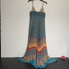 New Alice + Olivia Gloria - Maxi Dress Gold Chain Straps Pleated Boho Sample