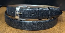 VTG Black Embossed Leather Belt Sz 32 7/8 Wide Read Desc