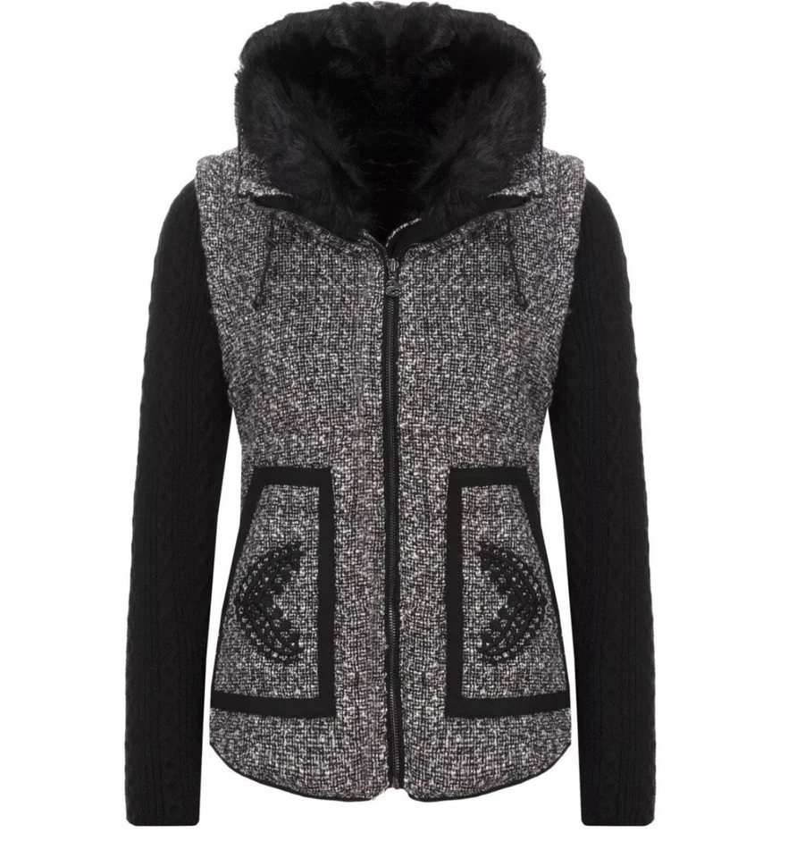 Chaqueta tejida Desigual negra y gris talla 46/12 Foto 2 de 4