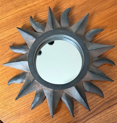 Y2K 90’s SUN BURST CELESTIAL MCM STYLE WALL MIRROR! 11.5” Whimsygoth Black/bronz