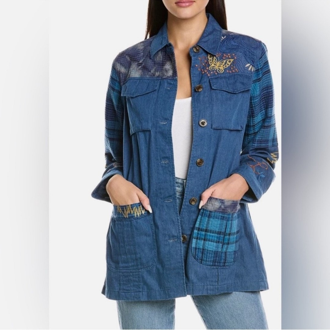 Johnny Was Moonlight Tie Dye Patchwork Military J… - image 3