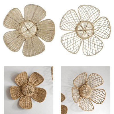 Rattan Blumenwanddekoration Minimalistische Daisy Wanddekoration für