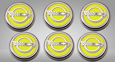 American Car Craft C4 Corvette Fluid Cap Cover Set Manual Trans Solid Yellow