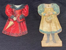 1930s - J & P COATS - CLARK'S ONT - 2 Paper Doll Dresses - Noel Spangler family