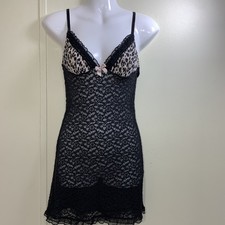 Victoria Secret Lacie Black Chemise Slip Dress Small Sheer Stretch Whimsey