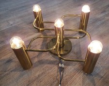 5-flammige LEOLA Mid Century Decken-Leuchte, Messing, 70er Jahre, Vintage