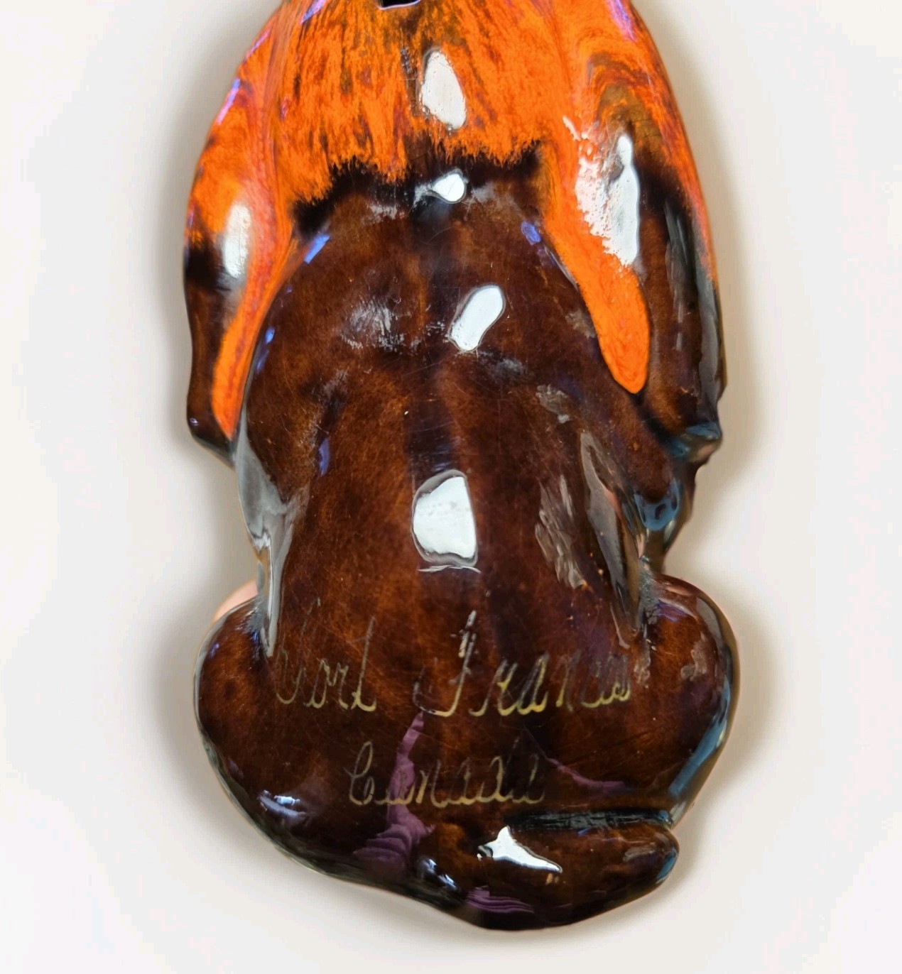 Bassett Hound Cancuck Pottery Drip Glaze Coin Bank Souvenir Ft Frances CA Vtg 