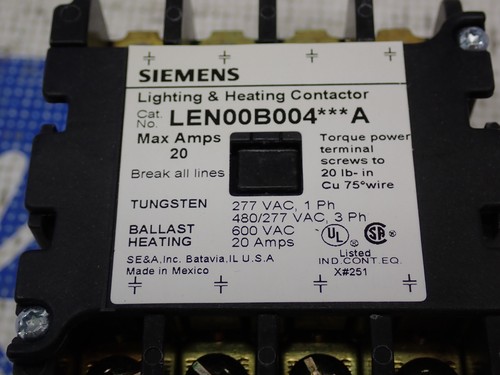 Nuovo Siemens LEN00B004240A Contattore illuminazione e riscaldamento 4P 20 Amp bobina 208/240V - Foto 6 di 11