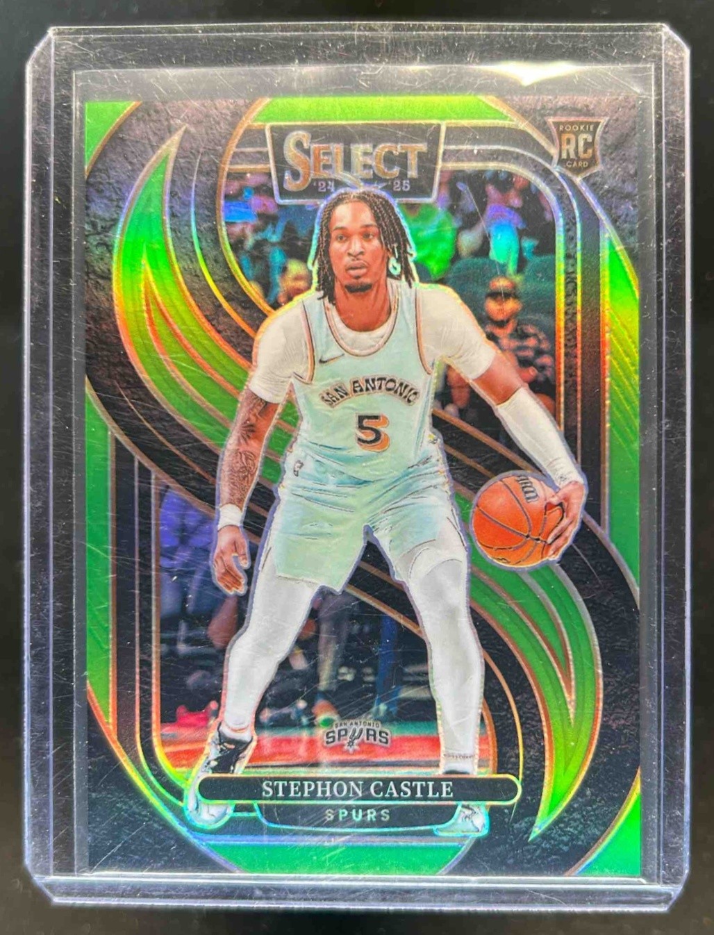 2024-25 Select Stephon Castle Premier RC Neon Green Prizm #24/75 Spurs