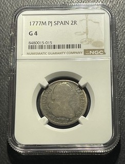 Spain 1777M PJ 2 Reales Silver Coin: NGC G4 9606615
