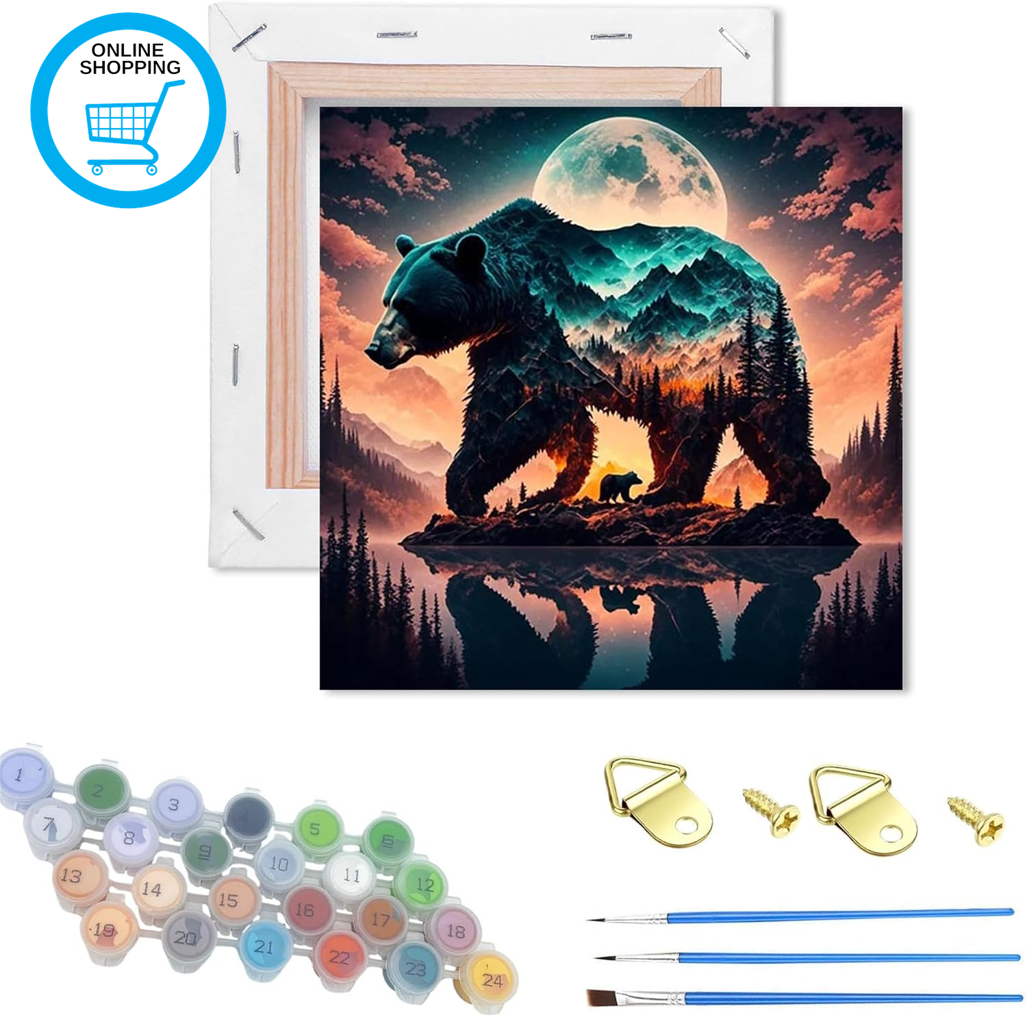 Wooden Framed Paint by Numbers Kits for Adults,Diy Painting Kit on Canvas, Color