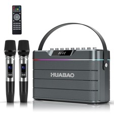 Karaoke Machine - 100W Bluetooth Speaker with Super Bass, 2 Wireless Micropho...