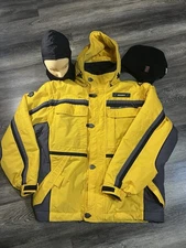 DESCENTE yellow Ski jacket Men’s Size XL  + Hat And Winter proof Mask EUC