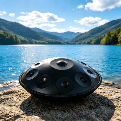 22Inch 440Hz D Minor 10 Noten schwarze Handpan Trommel Schlagzeug