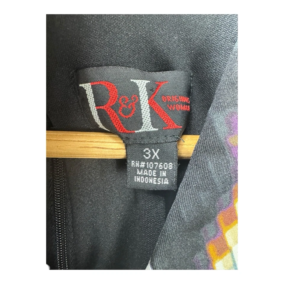 R&K Originals Dress Womens Size 3X Sleeveless Geometric Black Brown Blue White - Image 2 of 4