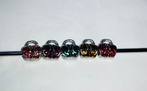 5 METAL & ENAMEL European Large Hole Spacer Beads Various Colours & Styles B - Picture 40 of 41