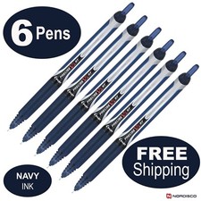 Pilot Precise V5 RT Rolling Ball Pen 13447, Navy Ink, 0.5mm XF Point, Pack of 6