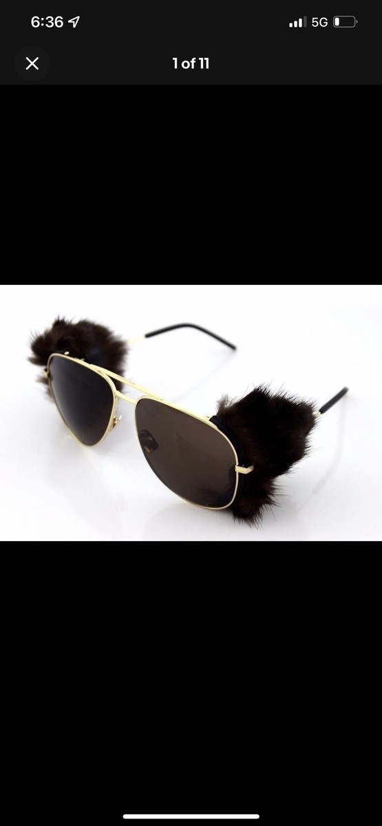 RARE Genuine SAINT LAURENT Mink Fur CLASSIC 11 SHIELDS  display picture 3