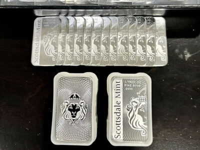 1 oz .9999 Fine Silver Vortex Bar Scottsdale Mint BU ✓ in CAPSULE