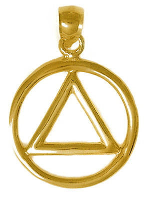 AA Alcoholics Anonymous Solid and Heavy Symbol Pendant, #05-1 Large Size, Brass 