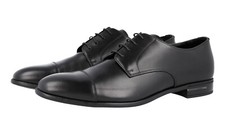 PRADA DERBY CAP TOE DRESS SHOES 2EC122 BLACK LEATHER NEW