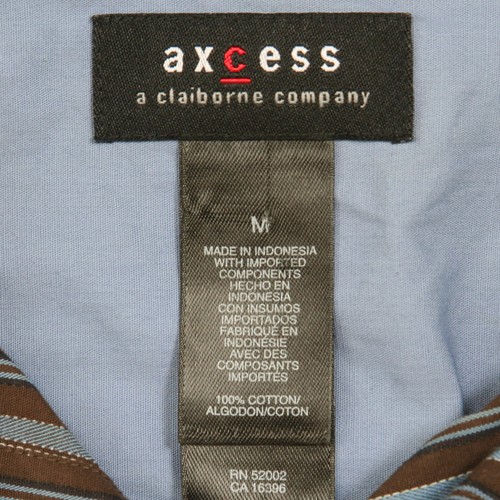 Claiborne Axcess Brown Blue Man's Dress Shirt Long Sleeve Medium Striped JKT61 - Picture 4 of 4