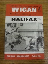 02/08/1966 Rugby League Programme: Wigan v Halifax  (writing on front). FREE POS