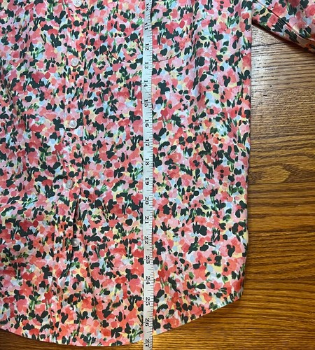 L.L. Bean donna arancione e rosa floreale antirughe manica lunga bottone taglia small - Foto 4 di 9