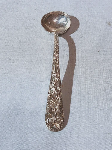 S KIRK & SON Sterling Silver REPOUSSE Master Salt Spoon – 1924 by Kirk Stieff