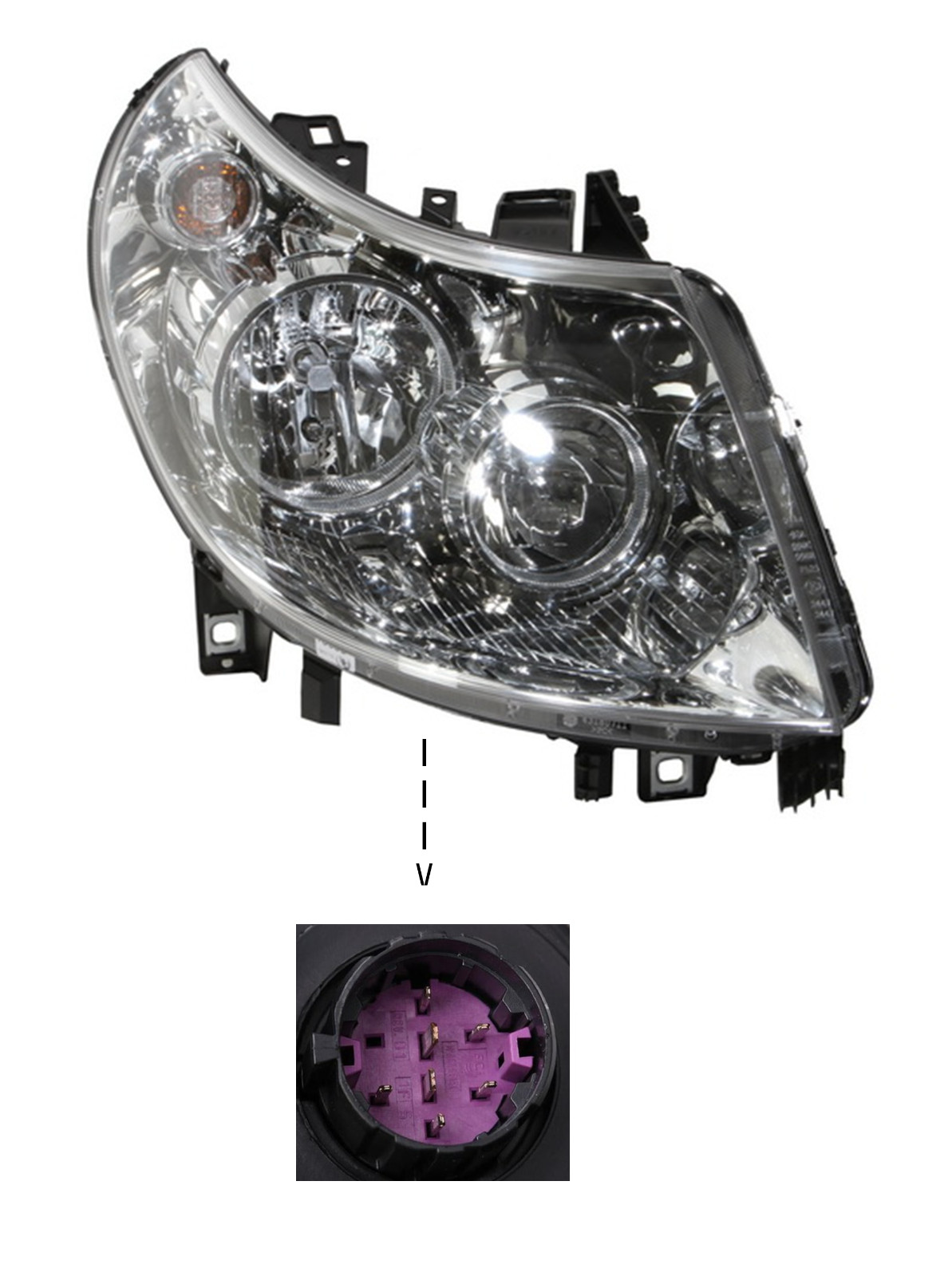 Phare droit avec moteur H7 pour rénovation éclairage camping-car Ducato