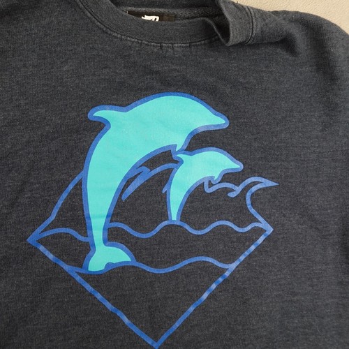 Pink Dolphin Sweatshirt Mens S Charcoal Gray Graphic Wave Casual Comfort Logo - Picture 10 of 21