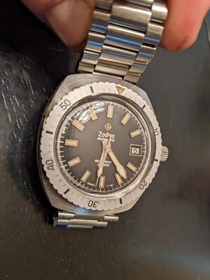 39mm vintage Zodiac Sea Wolf 722-906 automatic diver + box