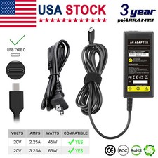 65W AC Adapter For Dell Chromebook 3100 3100 2 in1 Type-C USB Charger Power Cord