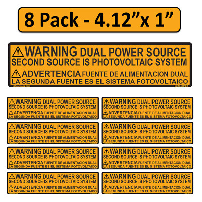 Solar Warning Dual Power Labels 149887 596-00665 596-00495 Bilingual Spanish