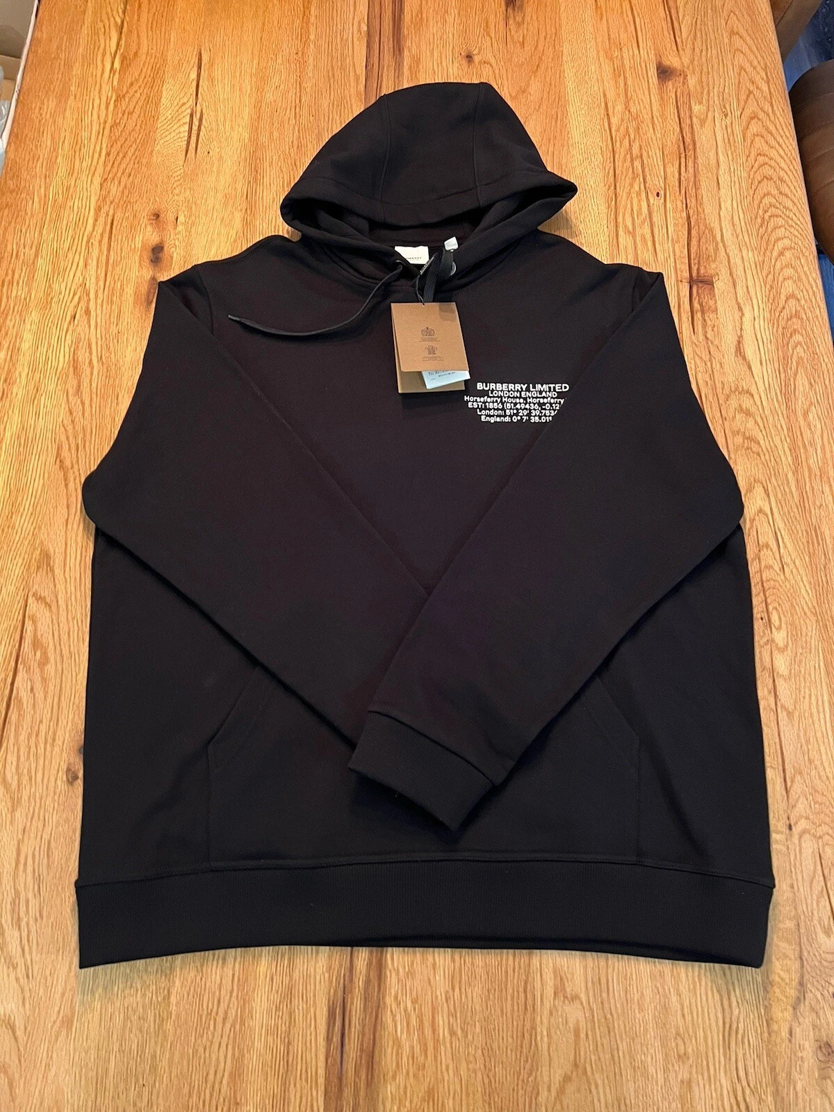 Burberry Men's Black Long Sleeve Allen Logo Pullover Hoodie Sweater Size XXL New 8