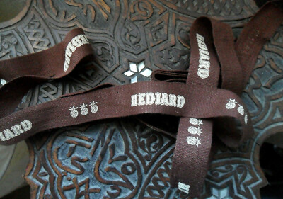 Vintage French HEDIARD Ribbon, Brown w/ White Letters & Logo 56'' Long, 13/16'' W