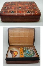 Vintage Hand Made Italian Leather Game Box Playing Cards Seagrams Bakelite Dice