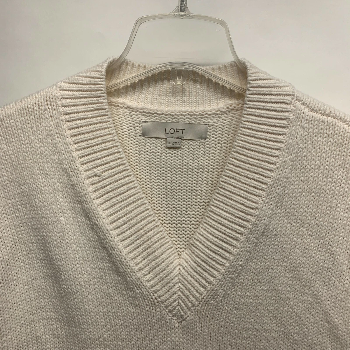 Ann Taylor Loft Oversized Sweater Vest Extra Small XS Off White Chunky Knit  Soft | eBay