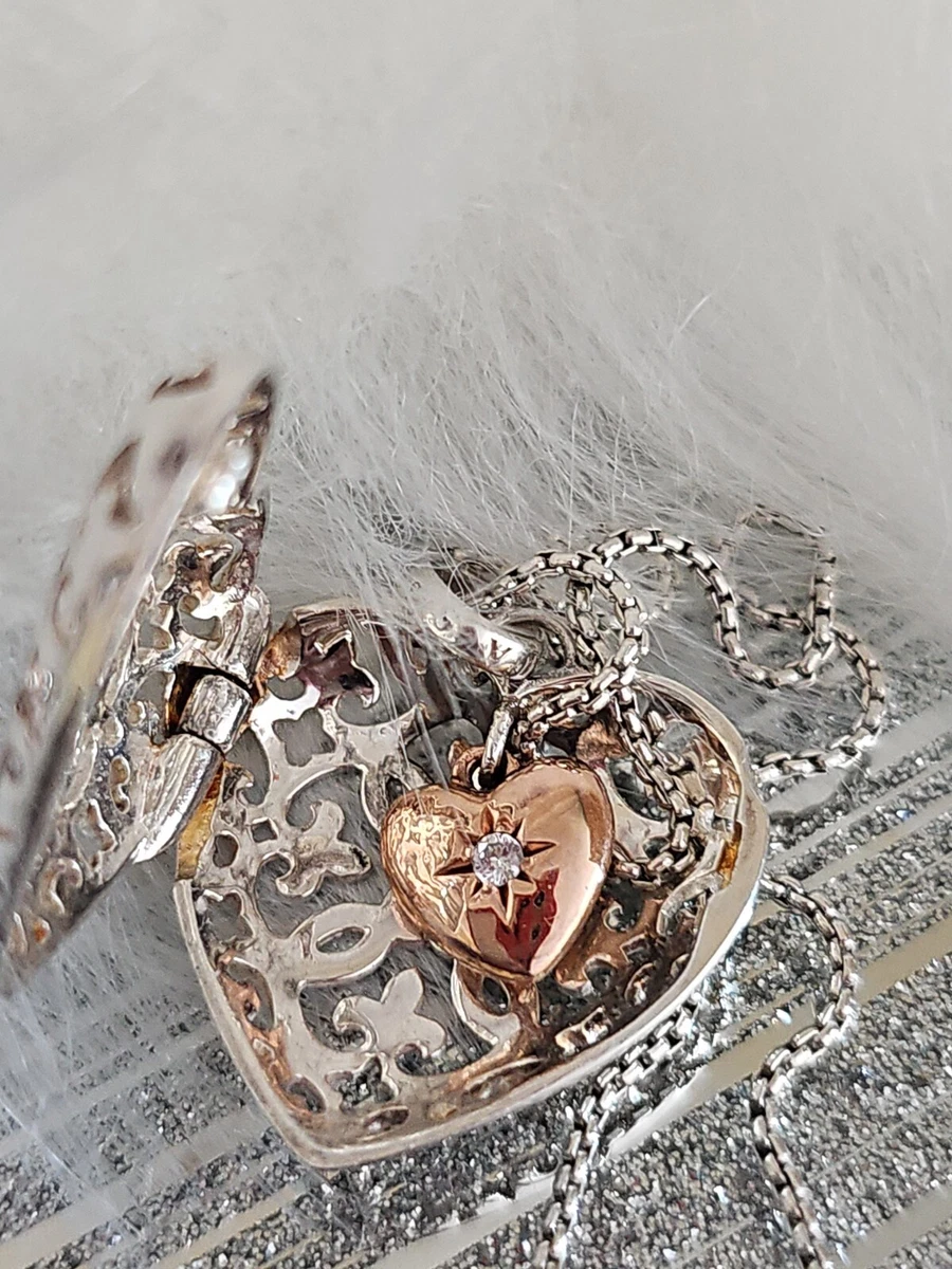 Thomas Sabo Sterling Silver Filigree Heart Locket With Rose Gold