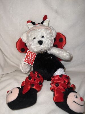 Gund Love Bug Bear Plush Black Red Lady Bug Outfit Wings Booties Hat Buggy 10 