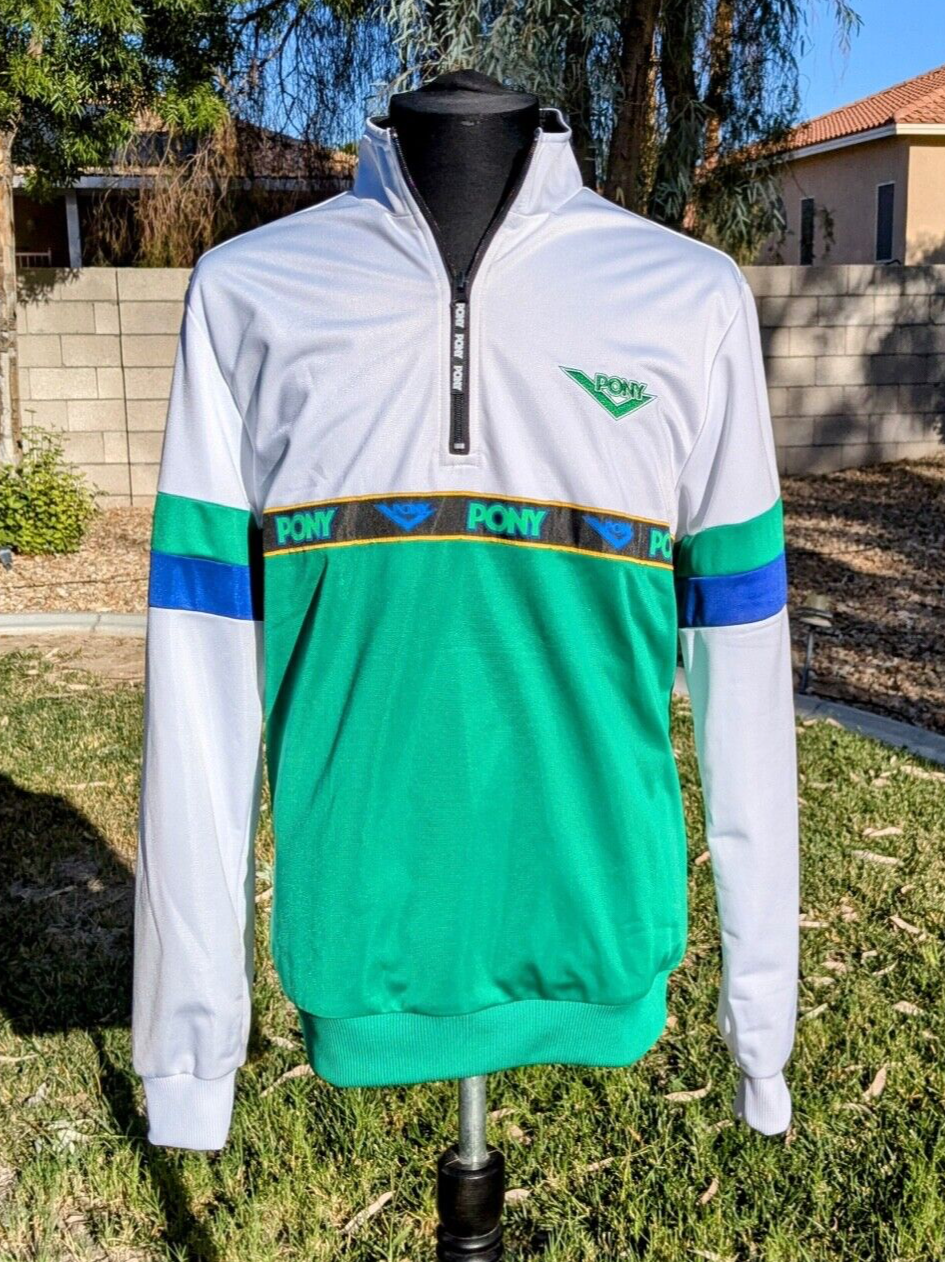 Pony 1 4 Zip Pullover Giacca a Vento Giacca Anorak Verde Bianco Unisex Sm Track Us intime Ottimeioni